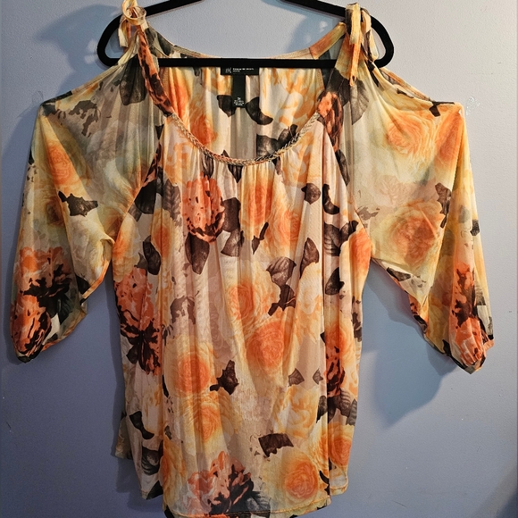 I-N-C International Concepts cold shoulder lined blouse 3X peach/black - Picture 4 of 11